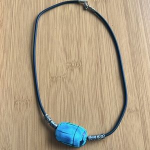 Black Necklace with Turquoise Charm